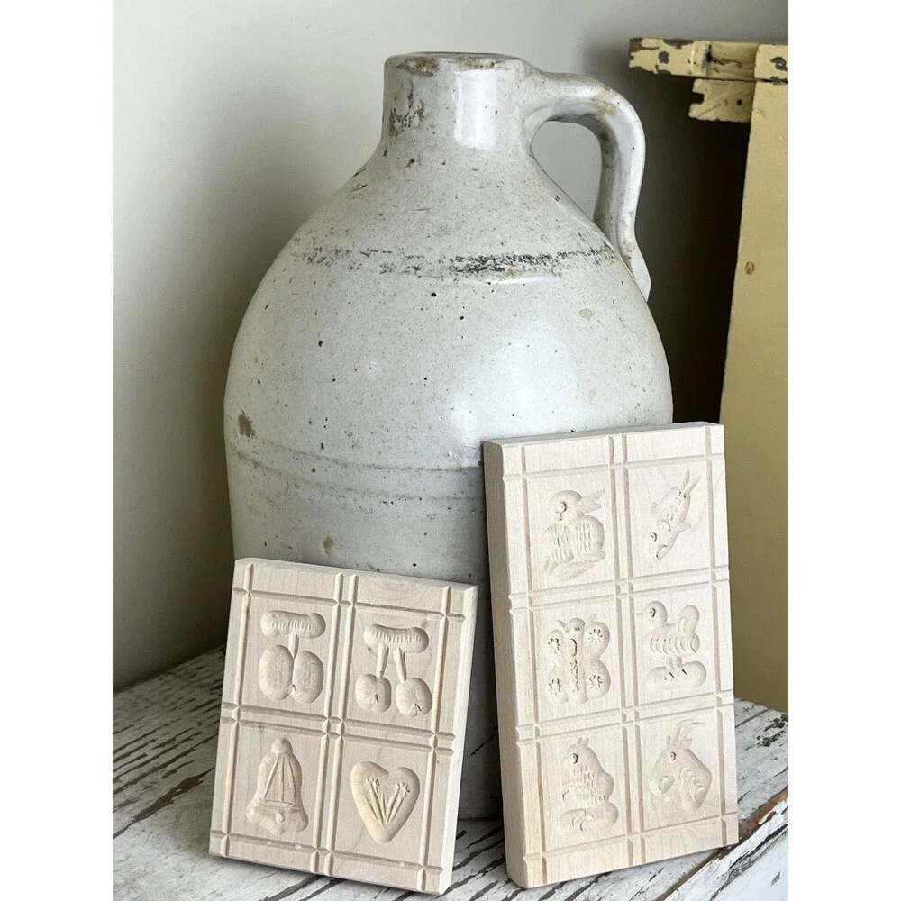 Vintage Wooden Maple Sugar / Butter Press Molds, Animal Fruits Object Molds